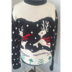 Skedouche Reindeer Christmas Sweater Step Brothers Style Unisex XL Holiday Knit